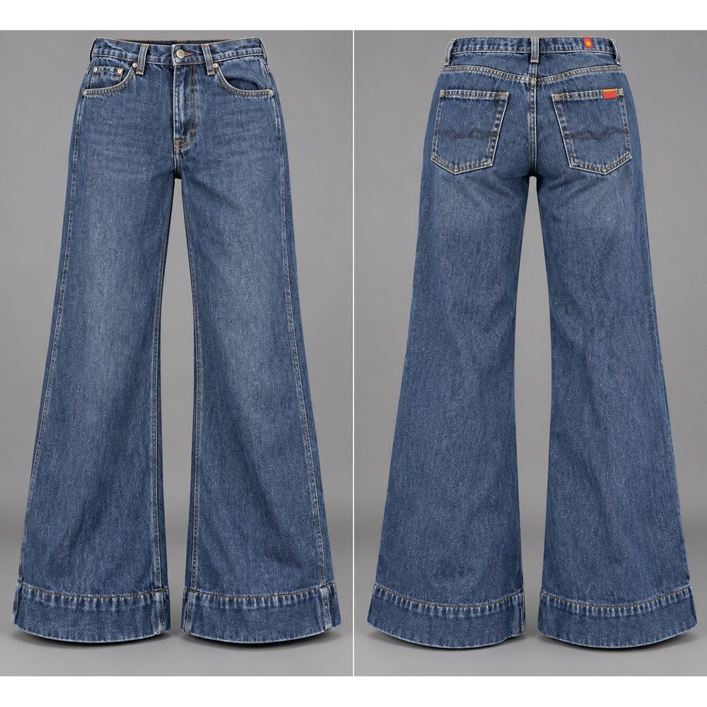 7 For All Mankind jean pants womens 28x26 Trouser super Wide Leg dark wash Denim